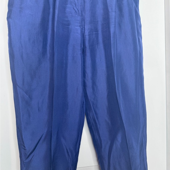 Vintage Anna and Frank Women’s Classic Navy Blue 100% Silk Pants, Sz 14 - Picture 2 of 5